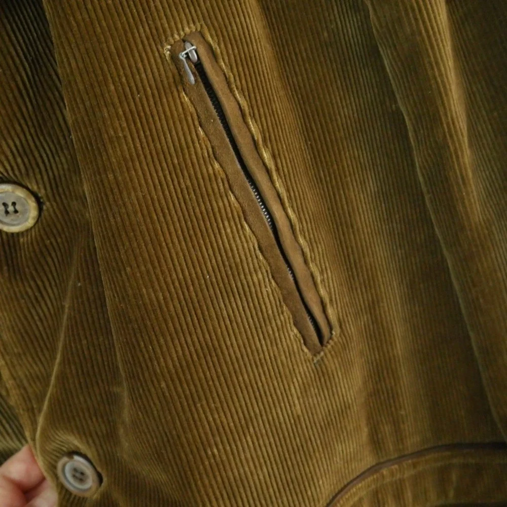 Vintage Cortefiel Corduroy Shooting Jacket Brown Suede Patch Hunting Coat 42